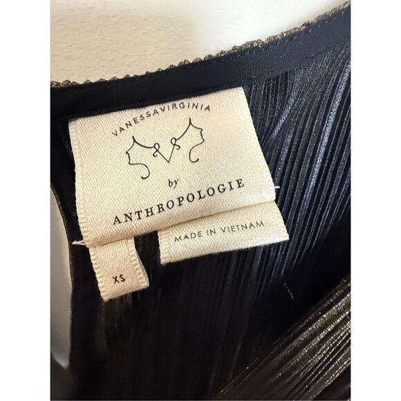 Anthropologie Vanessa Virginia V-neck Gold Metallic Sleeveless Jumpsuit XS Palaz - Picture 4 of 5